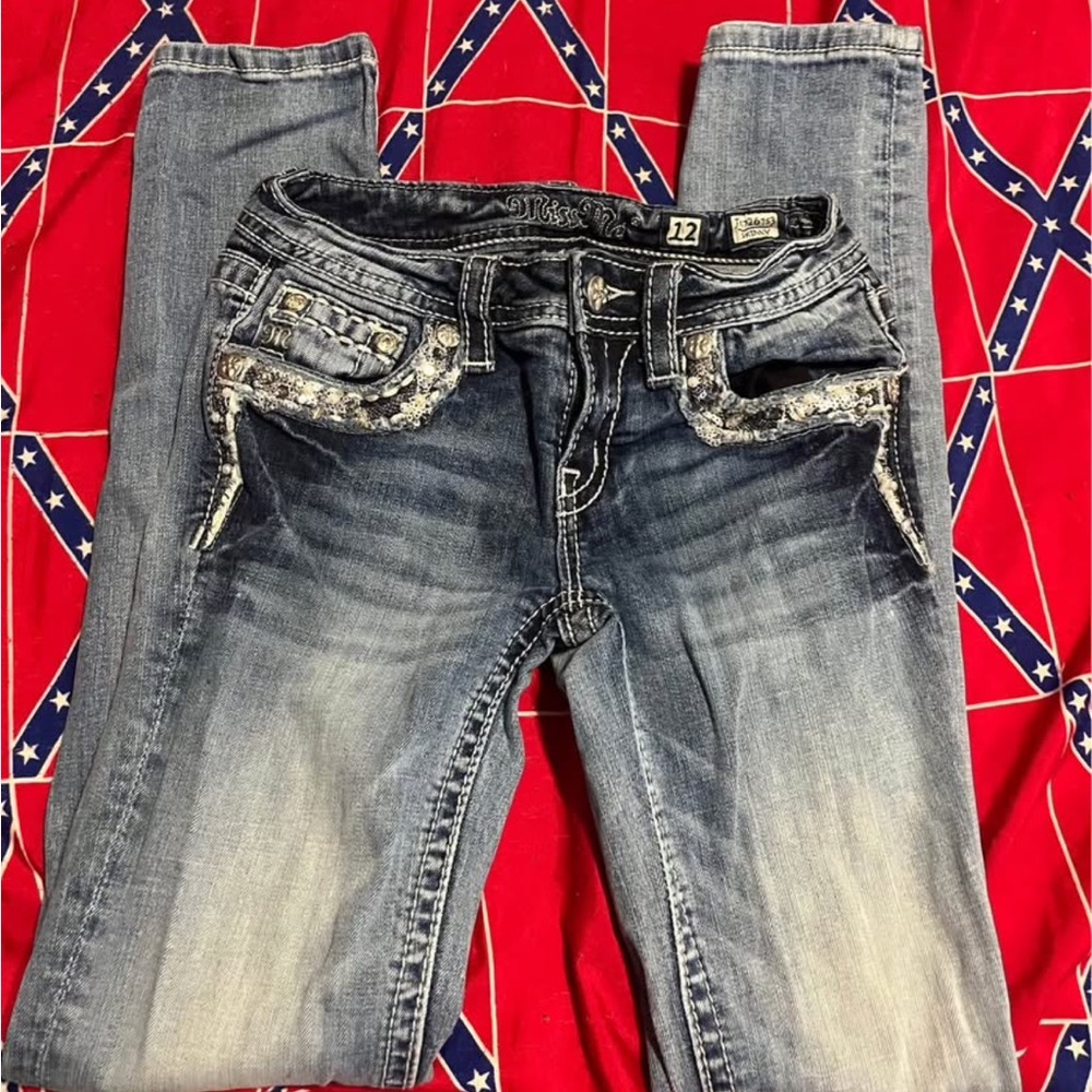 Miss Me Kids Blue Jeans with Embellished Pockets